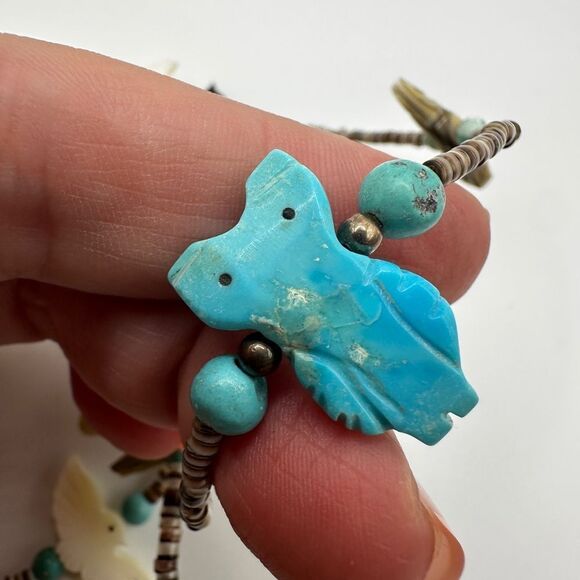 Amazing Zuni-style Fetish necklace with heishi shell, turquoise, stone beads! - Picture 6 of 16